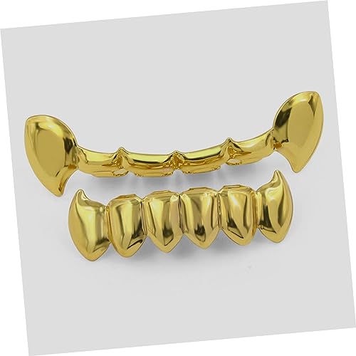 Holibanna Hip Hop Gold Teeth Grill Falsche Zähne Caps Stabile Party Zubehör für Halloween Cosplay Bühnenauftritte Leicht und Langlebig Männer Gold Zahnschmuck von Holibanna