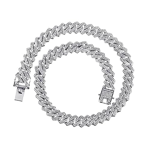 Holibanna Hip Hop Silber Link Kette Halskette mit Strass Robuste Metallgliederkette für Herren für Partys und Casual Outfits Glänzende für Look Holibanna Hip Hop Silber Link Kette Halskette mit Strass Robuste Metallgliederkette für Herren für Partys und Casual Outfits Glänzende für Look von Holibanna