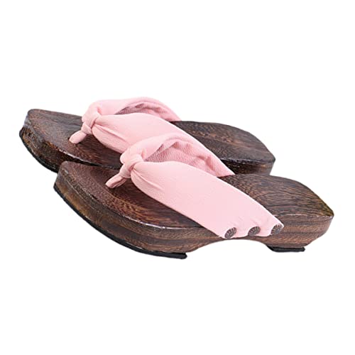 Holibanna Japanische Damen Holzclogs mit Hohem Absatz Rutschfeste Langlebige Sandalen Atmungsaktiv und Komfortabel für Alltag und Freizeit Modischer Stil in Reinem Rosa von Holibanna