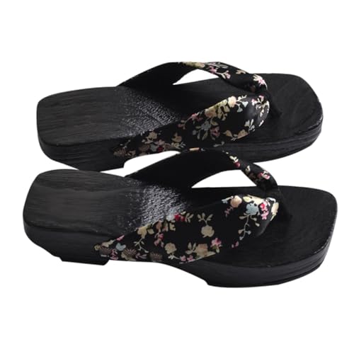 Holibanna Japanische Holzclogs Damen Sandalen Sommer Rutsch Freizeit Hausschuhe Strand Flip Flops Kreative Clogs Schuhe mit Flacher Sohle und Traditionellem Design Angenehm für Alltag und von Holibanna