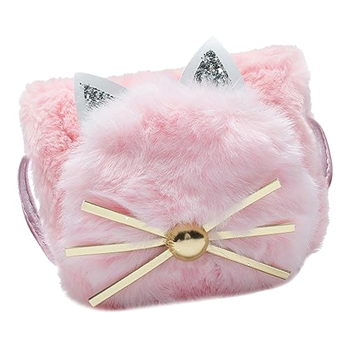 Holibanna Katze Umhängetasche Schultertasche süße Tragetasche plüschige Umhängetasche süße Plüschtasche süße Umhängetasche für Mädchen Koreanische Version Plüsch Katze Geldbörse Katzentasche von Holibanna