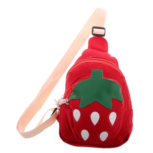 Holibanna Kindertaschen Kleine Umhängetasche Schulranzen Brusttasche für Taschen für kleine Mädchen Handtasche für Mädchen Obst Geldbörse Erdbeergeldbeutel für Mädchen Segeltuch rot von Holibanna