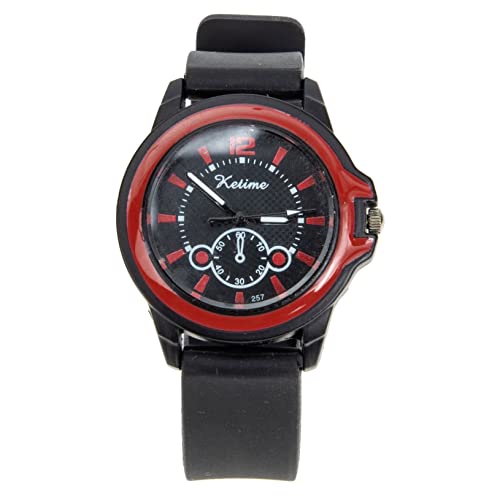 Holibanna Kinderuhr Mädchenuhren Uhr mit PU-Gürtel Junge Uhren reloj para niños Armbanduhr Geschenk Uhren für Kinder Jungs sehen Quarz Anschauen Studentenform Damen Zinklegierung rot von Holibanna