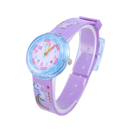 Holibanna Kinderuhr Cartoon Quarzuhr Cartoon-Uhren Für Kinder Harz Band Mädchen Uhr Schöne Kinder Beobachten Cartoon Analog Display Uhr Mehrfarbig Kunststoff-PVC Student Quarzuhren Violett von Holibanna