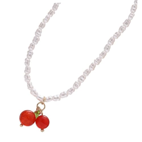 Holibanna Kirsch perlenkette Halskette für Frauen Perlen-Statement-Halskette Halsketten Nacken von Holibanna