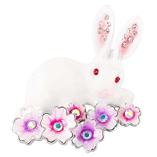 Holibanna Kirschblüten-Häschen-Brosche ostern zu ostern Tier Schmuck Mode Brosche Broschen Babyparty-Spiele Kostüm Osterhasen-Brosche legierte Brustnadel Legierung Weiß von Holibanna