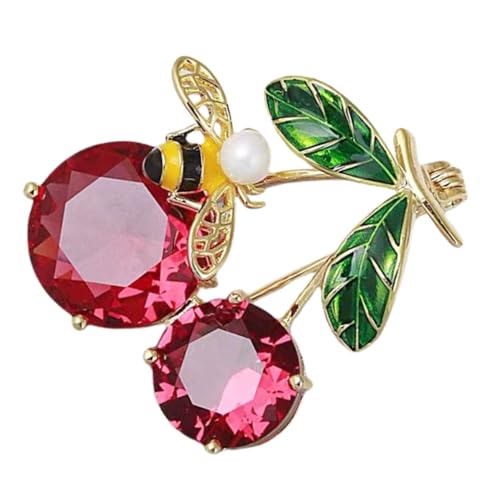 Holibanna Kirsche Biene Brosche Anstecknadel für Frauen Kreative und Süße Brosche für Kleidung Schals und Hüte Langlebig und Elegant Perfektes zu Geburtstagen und Valentinstag von Holibanna