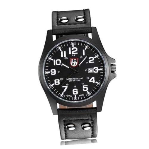 Holibanna Klassische Herren Sportuhr Quarz Uhr Mit Kunstleder Armband Für Outdoor Freizeit Tragen Leicht Ablesbar Verstellbar von Holibanna