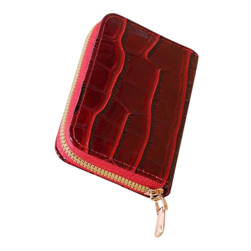 Holibanna Kleine Damen Geldbörse mit Mehreren Kartenfächern Tragbarer Kreditkartenhalter und Münzfach Stilvoller Roter Kartenetui für Reisen und Outdoor Einsatz Leicht zu Reinigen und von Holibanna