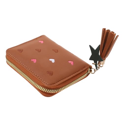 Holibanna Kleine Geldbörse Damen Multifunktionale Münztasche Praktischer Reißverschluss Weiche Pu Oberfläche Für Unterwegs Braunes Design Mit Mehreren Fächern von Holibanna