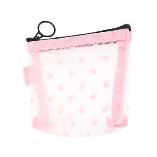 Holibanna Kleiner Kosmetikbeutel Mit Herzdesign Transparente Reisetasche Für Make-up Münzen Und Karten Tragbare Kulturtasche Für Frauen Toilettentasche Für Reisen von Holibanna
