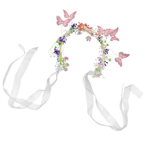 Holibanna Kranz Haarschmuck Schmetterlingskopfkranz Blumenhaarkranz kinder haargummis kinder haarschmuck Haarband Haarschmuck für die Hochzeit Blumenmädchen-Stirnband Stirnband für Damen Fee von Holibanna