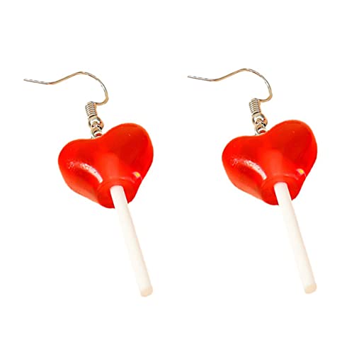 Holibanna Kreative Lollipop Ohrstecker Damen Leichtes Hautfreundliches Design Liebesherz Ohrschmuck für Geburtstag Valentinstag Weihnachten von Holibanna