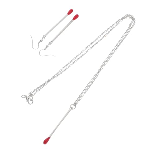 Holibanna Kreative Streichholz Ohrringe und Halskette Set Leichtes Hautfreundliches Modeschmuck Set für Frauen Mädchen Alltag Hochzeit Geburtstag von Holibanna