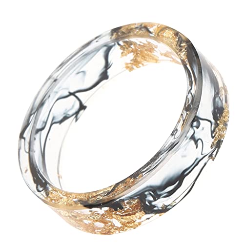 Holibanna Kreativer Harzring für Frauen Transparenter Chunky Ring mit Goldener Folie Handgefertigter Ästhetischer Fingerring für Finger von Holibanna