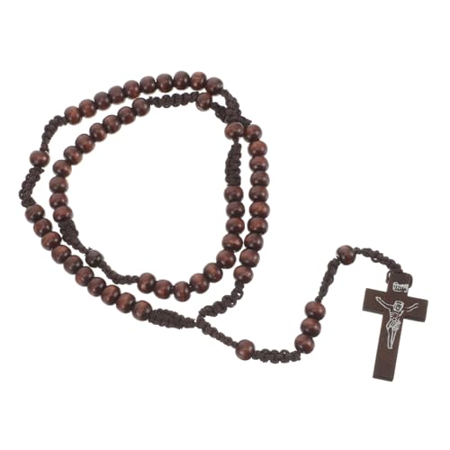 Holibanna Holzkreuz Halskette Für Damen Und Herren Handgefertigte Natürliche Holzperlen Trendiger Schmuck Für Jeden Anlass Für Zu Muttertag Weihnachten Und Valentinstag von Holibanna
