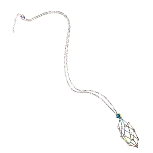 Holibanna Kristallhalter Anhänger Halskette Metallkäfig Verstellbar Netztasche Schmuck Damen Schmuckanhänger Edelsteinhalter für Natürliche Steinanhänger Modisch Elegant von Holibanna