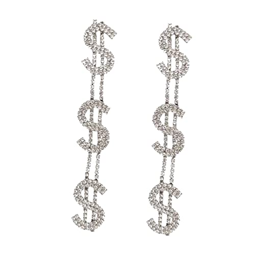 Holibanna Lange Geometrische Ohrringe Damen mit Weißen Zirkonia Glänzende Auffällige Ohrhänger Schmuck Accessoire für Alltag Party und Festliche Anlässe von Holibanna