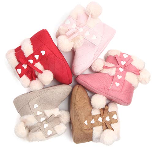 Holibanna Schuhe Lauflernhilfen Für Babys Weihnachtsschuhe für Baby Pelziges Futter Stiefeletten Weiche Sohle Anti-Rutsch-Schneeschuhe Bowknot Verstellbarer Haken Slip-On Winterschuhe von Holibanna