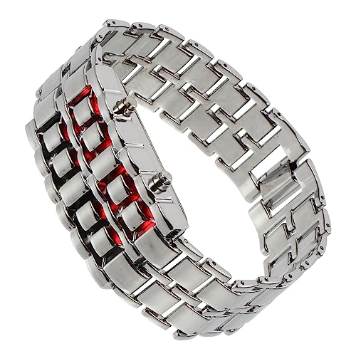 Holibanna Led Herrenuhr Rechteckig Kettenuhr Präzise Zeitmessung Kreatives Zifferblatt Breites Armband Praktische Nutzung Modisches Design Einfache Digitalanzeige von Holibanna
