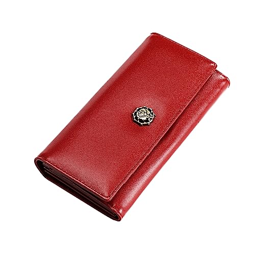 Holibanna Leder Geldbörse Damen Lang Geldbeutel Multifunktional Große Kapazität Für Schule Arbeit Und Freizeit Rot von Holibanna