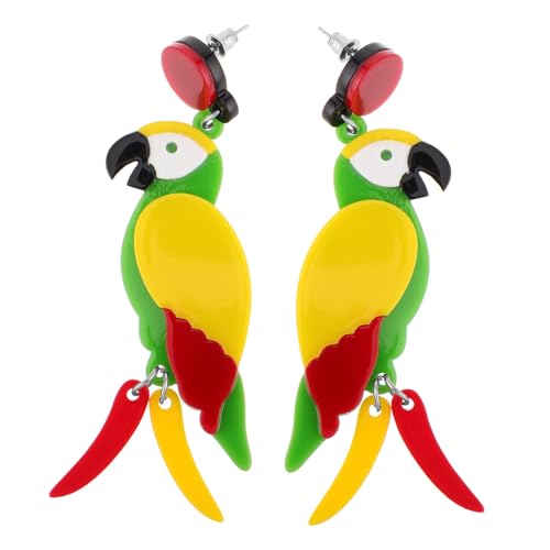 Holibanna Leicht und Angenehm Tropische Statement Ohrstecker für Damen Mädchen Langlebiger Grüner Vogel Schmuck Modische Hawaii Accessoires Ohrringe von Holibanna