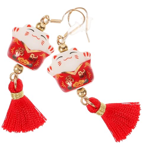 Holibanna Leichte Fortune Cat Ohrhänger aus Keramik Kreatives Design Langlebig und Farbbeständig Stilvolles Schmuckaccessoire für Damen für und Alltag Passende Ohrringe für Frauen von Holibanna