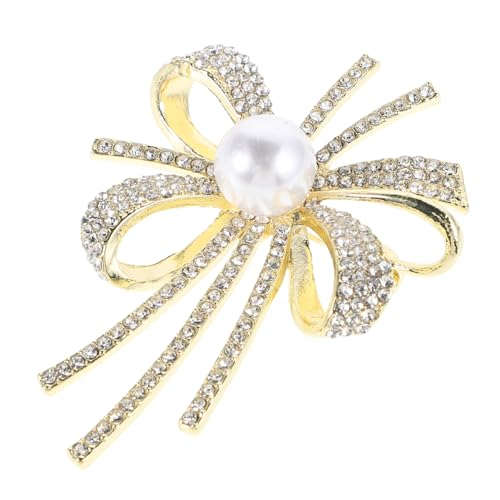 Holibanna Luxuriöse Perlenbrosche für Damen Schleifen Anstecknadel mit Funkelnden Strasssteinen Zubehör für Kleidung Schals und Hüte Perfektes Modisches Accessoire von Holibanna