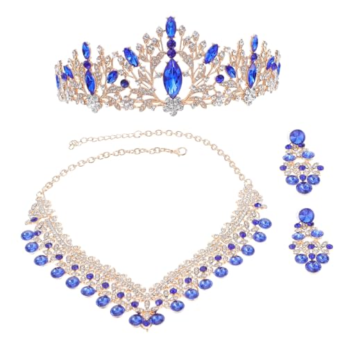 Holibanna Hochzeitskronen-set Mit Strasskette Und Ohrringen Für Damen Vintage-krone Und Tiara-ohrring-set Für Hochzeiten Und Formelle Anlässe von Holibanna
