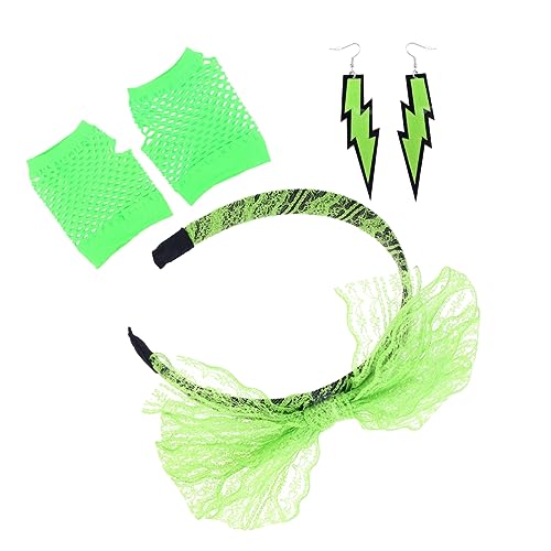 Holibanna Make-up-Haarband Spitzenstirnband schwarzes damenkleid Mädchen Nylon Stirnbänder Bögen pinke ohrringe fastnacht 80er Trainingskostüme für Frauen Partykostüme der 80er bilden Bolzen von Holibanna