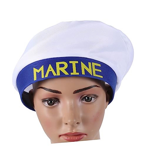 Holibanna Marinehut Kapitän Matrosenmütze Meereskappen Yachtkappe Marine-kappe Malitischer Hut Kind Logo Blauer Rand Weiß von Holibanna