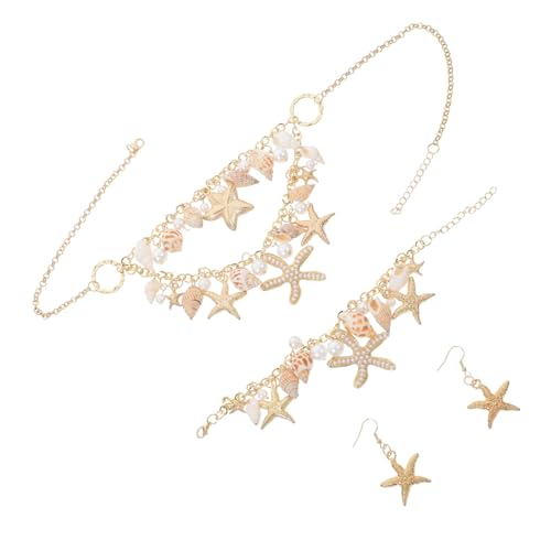 Holibanna Meerjungfrau Schmuckset Damen Teiliges Strand Schmuckset mit Muschelarmband Meeresstern Ohrringen und Perlenanhänger Halskette Leichtes Modisches Sommer Accessoire für Frauen Holibanna Meerjungfrau Schmuckset Damen Teiliges Strand Schmuckset mit Muschelarmband Meeresstern Ohrringen und Perlenanhänger Halskette Leichtes Modisches Sommer Accessoire für Frauen von Holibanna