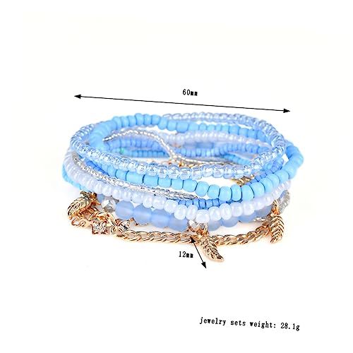 Holibanna Mehrschichtiges Perlenarmband mit Elastischem Blattanhänger Stilvolles Modeaccessoire für Damen Tragbar und Langlebig für an Freunde und Familie von Holibanna