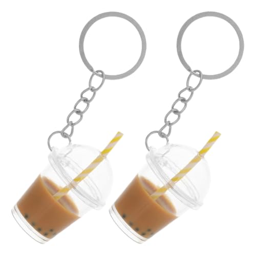 Holibanna 2stücke Schlüsselanhänger Milchtee Becher Für Backpack Charm Süßer Taschenanhänger Tragbarer Schlüsselring Für Handtasche Und Rucksack von Holibanna