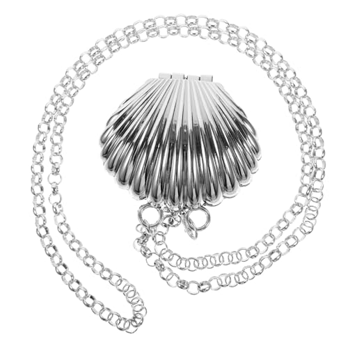 Holibanna Mini Crossbody Bag Damen Kleine Schultertasche aus Legiertem Material Modische Muschelform mit Feiner Kette für Schlüssel Karten und Kleinigkeiten für Shopping und Party von Holibanna