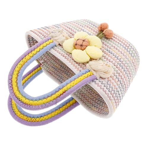 Holibanna Handtasche Mit Henkel Gewebt Aus Baumwolle Große Tasche Für Damen Hängeaufbewahrung Fahrradkorb Praktisch Für Täglichen Gebrauch Und Reisen von Holibanna