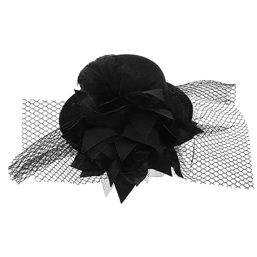 Holibanna Mini Schwarz Fascinator Für Damen Haarspange Hut Mit Blumendekor Mini Fascinator Clip Aus Flanell Und Satin Netzverzierung Einheitsgröße von Holibanna