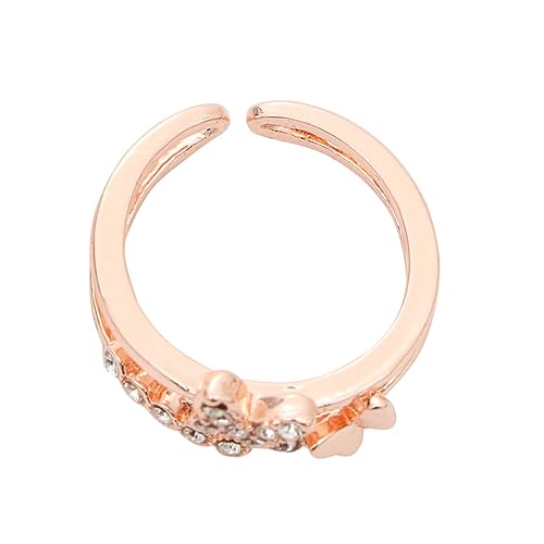 Holibanna Modischer Offener Schmetterling Ring Rosegold mit Hohlraum Zweifacher Finger Schmuck Eleganter Verstellbarer Modeschmuck für Damen und Festliche Anlässe von Holibanna