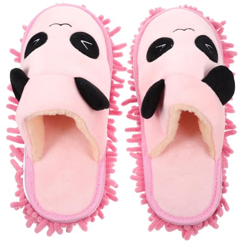 Holibanna Mopp Hausschuhe mit Rutschfester Mikrofaser Sohle Panda Design Geräuschlos für Damen und Herren Praktische Bodenreinigung Bequemes Umweltfreundliches Material Vielseitig für von Holibanna