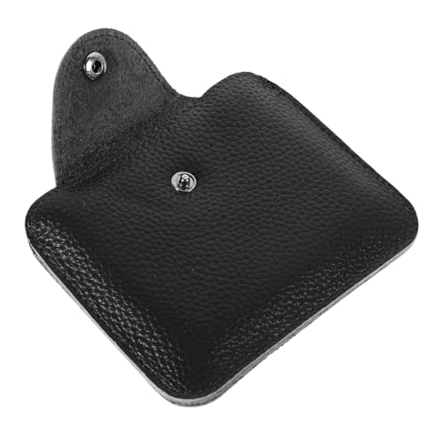 Holibanna Münzfach Geldbörse Herren Tragbare Verschleißfeste Geldtasche mit Knopfverschluss Kompakte Coin Purse für Alltag Büro Shopping Schwarzes Lederportemonnaie von Holibanna