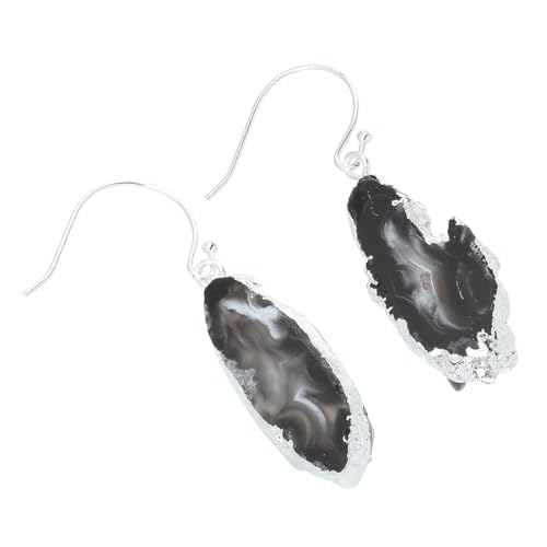Holibanna Natürliche Achat Ohrhänger Damen Ohrschmuck Modisch Unregelmäßige Ohrstecker Silberfarbene Ohraccessoires Geeignet für Party Festival Alltag von Holibanna