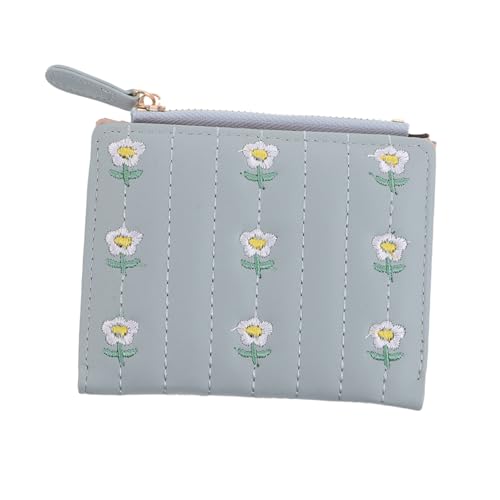 Holibanna Gewebte Damen-geldbörse Mit Süßer Stickerei Pu-kartenhalter Organizer Weichem Münzfach Zweifach Gefaltetem Design Für Täglichen Gebrauch von Holibanna