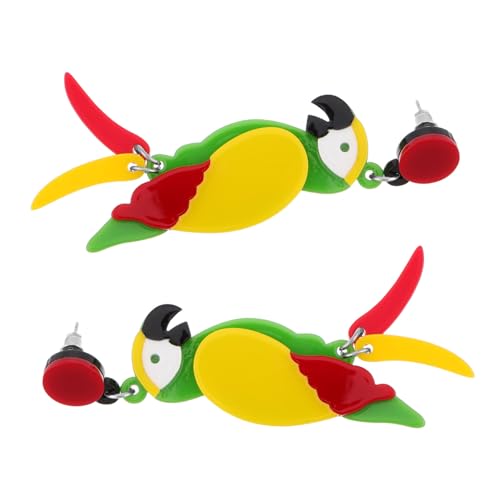 Holibanna Papagei Ohrringe Acryl Für Frauen Baumelnder Schmuck Tierohrringe Hawaii Stil Lustige Ohrhänger Charms Kostüm Zubehör von Holibanna