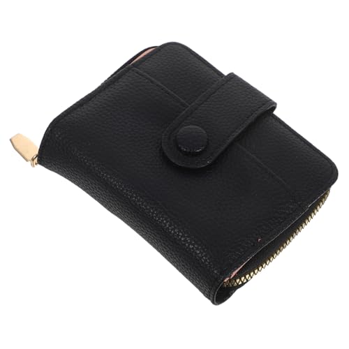 Holibanna PU Kartenetui mit Großem Stauraum und Reißverschluss Modisches Litchi-genarbtes Portemonnaie für Reise und Alltag Vielseitiger Geldbeutel mit Akkordeon-Design Eleganter Schwarzer von Holibanna