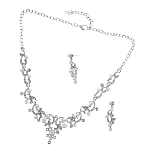 Holibanna Perlen Brautschmuck Set mit Funkelndem Strass Anhänger Halskette und Passenden Ohrringen Elegantes Schmuckset für Hochzeit Braut und Festliche Anlässe Leicht und Vielseitig von Holibanna