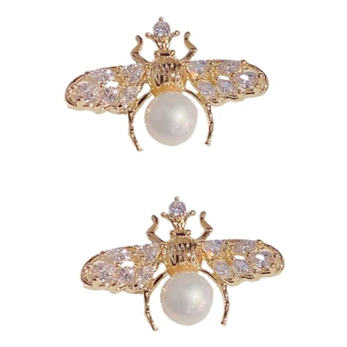 Holibanna Perlenohrringe Damen Bienen Ohrstecker mit Zirkonia Silberlegierung Kleine Süße Ohrstecker Leicht Elegant Schmuck Geschenk für Frauen und Mädchen von Holibanna