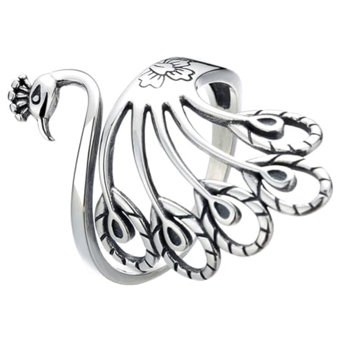 Holibanna Pfauenring Offener Ring Fingerring Kupfermaterial Vintage-behandlung Strickring Häkelring Pfauenschmuck Für Finger Einzigartig Und Stilvoll Retro-charakter von Holibanna