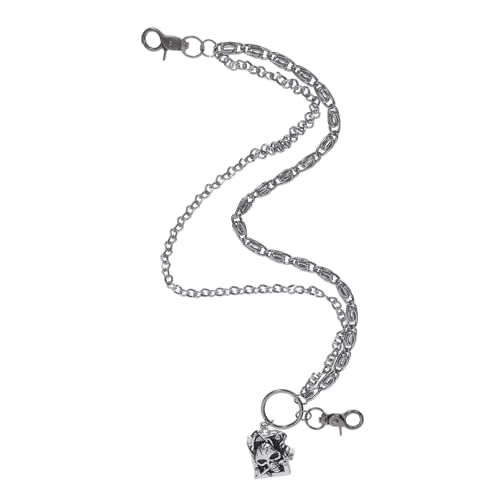 Holibanna Punk Metall Hosenkette mit Doppelter Lage und Totenkopf Design Robuste Jeans Ketten Gürtel für Herren Stylische Hip Hop Bundkette für Halloween Partys und Festivals von Holibanna