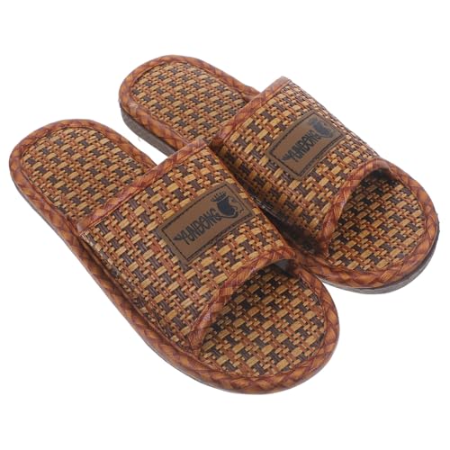 Holibanna Rattan Stroh Slipper Bambus Slip on Schuhe Sommer Wohnungen Rutschen für Unisex Erwachsene von Holibanna