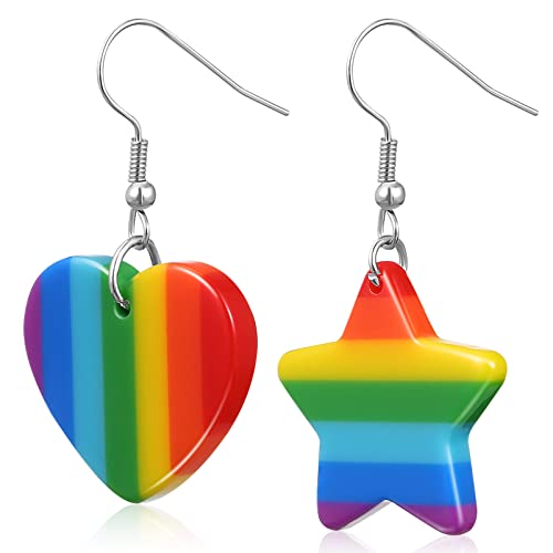 Holibanna 1 Paar Regenbogen-ohrringe Creolen Baumelnde Ohrringe Für Regenbogen-tropfen-ohrringe Ohrenkletterer Lgbt-ohrringe Lgbt Stolz Schmuck Ohrstulpe Ohrenschützer Fräulein Liebe Acryl von Holibanna